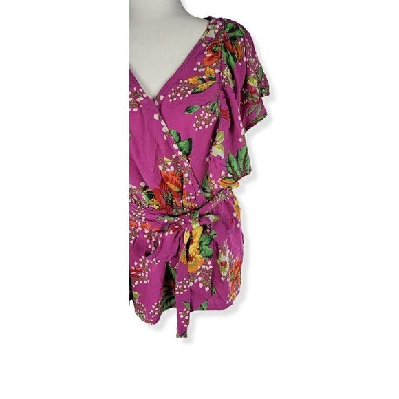 Rachel Zoe Floral Wrap Blouse Small - Picture 3 of 5